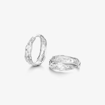 Melted Hoop 33 mm Øreringe Sølv