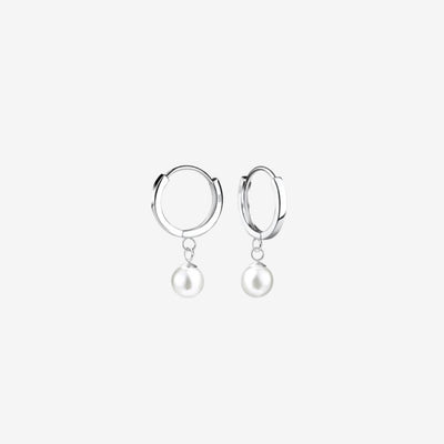 Perle Hoops Øreringe Sølv