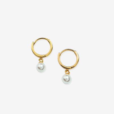 Perle Hoops Øreringe Guldbelagt
