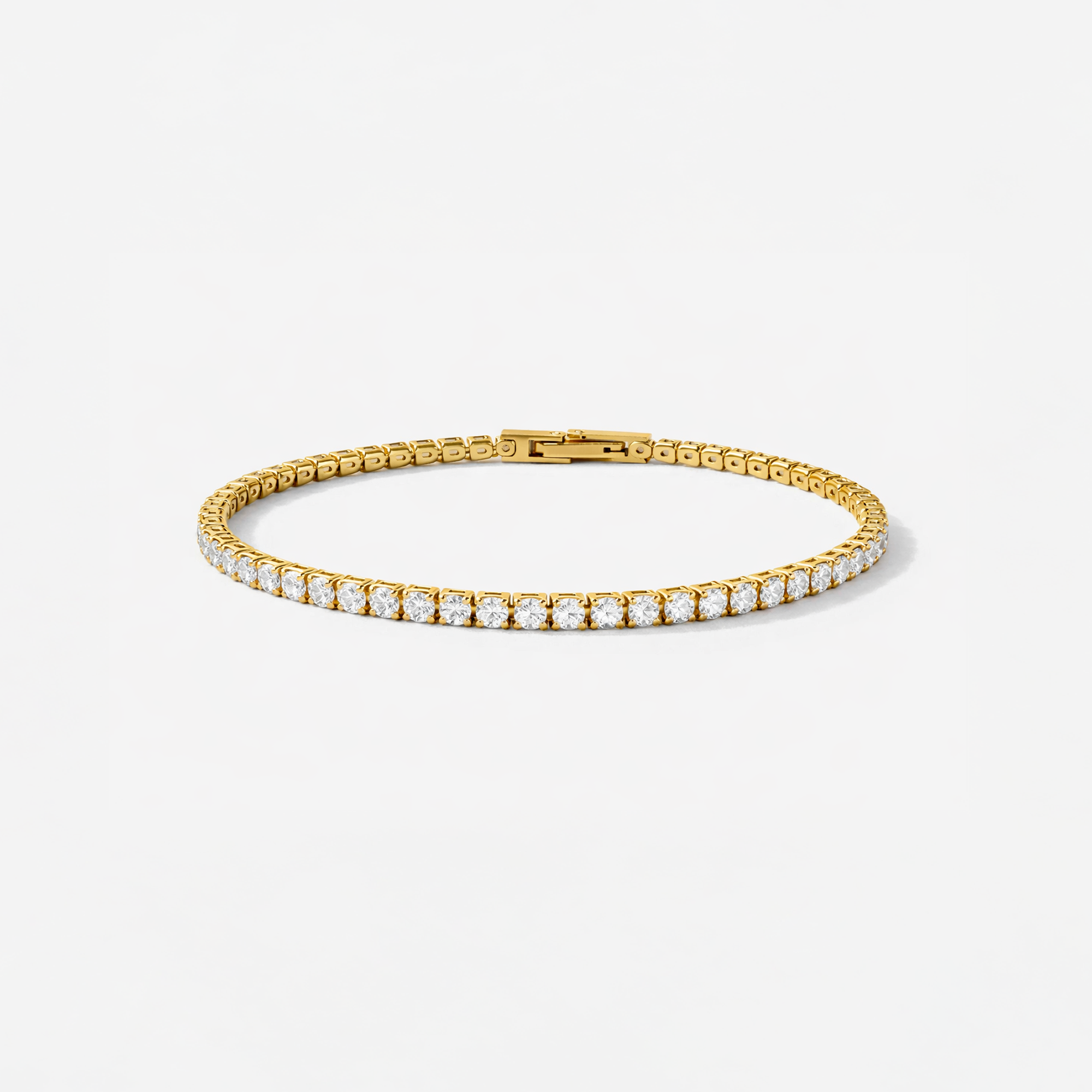 Tennis Krystal Armbånd Guldbelagt 3mm