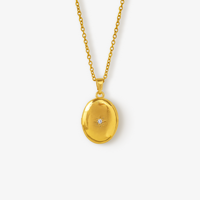 Oval Krystal Medaljon Halskæde