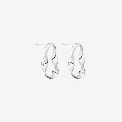 Wave Hoop Stud Øreringe Sølv