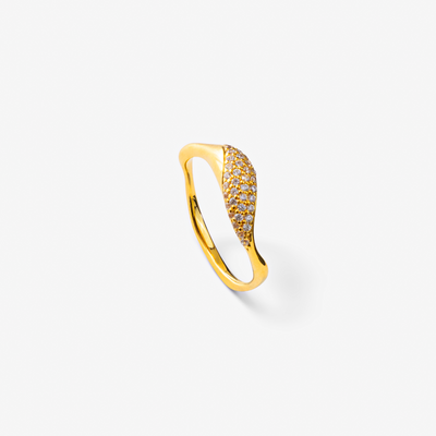 Wave Krystal Ring Guldbelagt