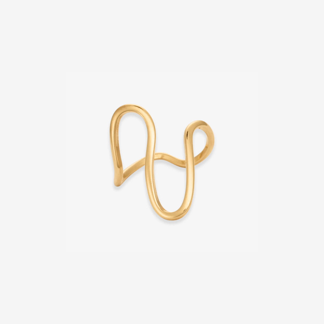  Wave Line Ring Guldbelagt 