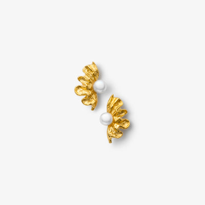 Wave Perle Stud Guldbelagt